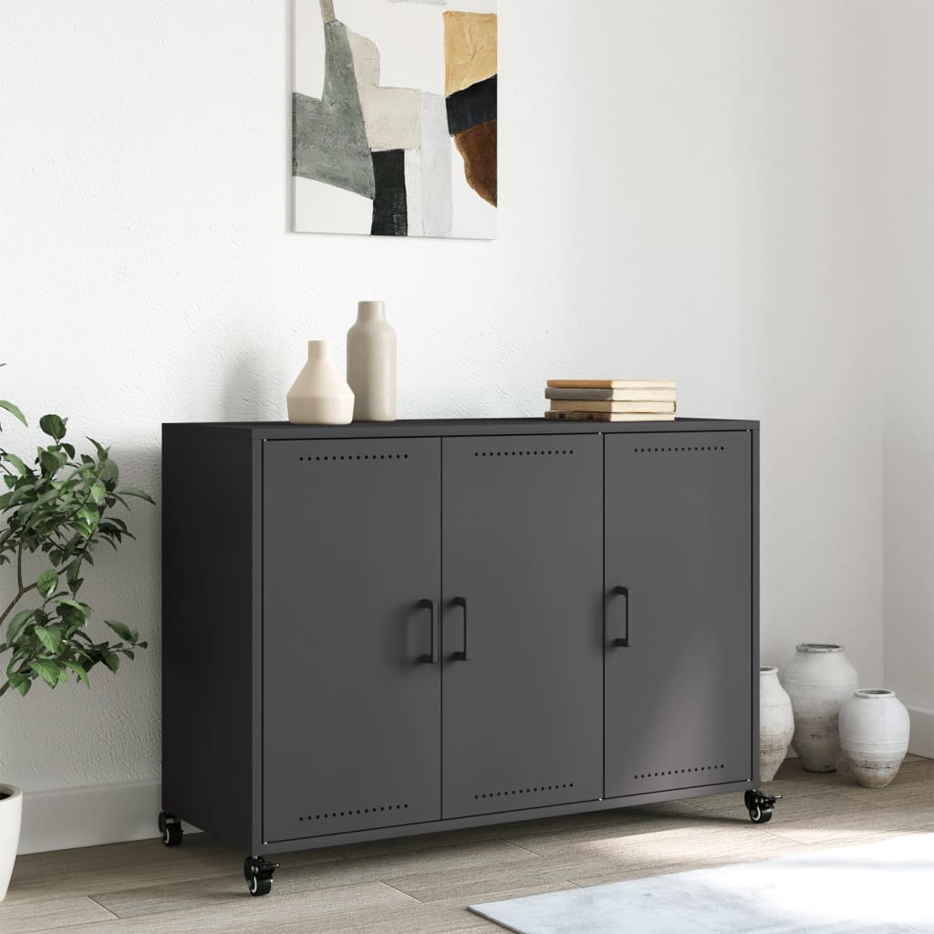 Komoda crna 100,5 x 39 x 72 cm čelik