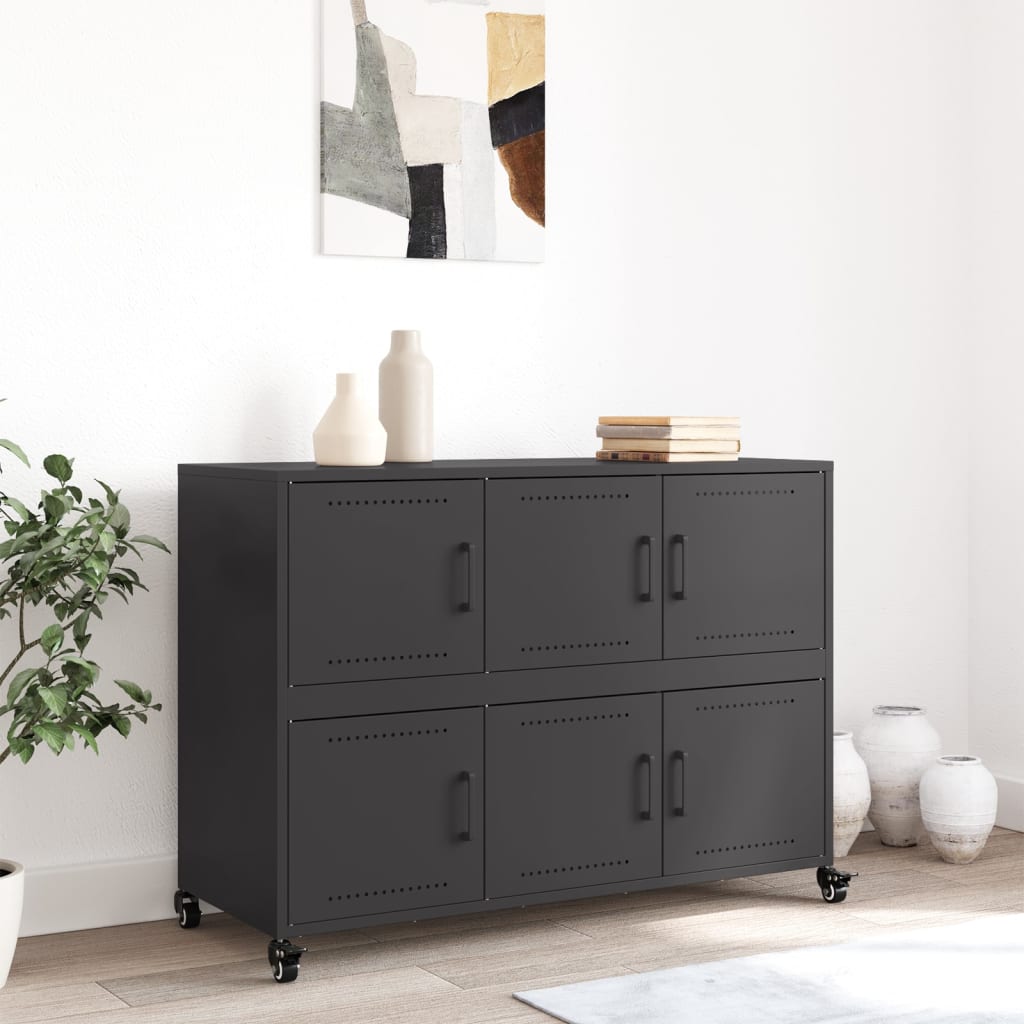 Komoda crna 100,5 x 39 x 72 cm čelik