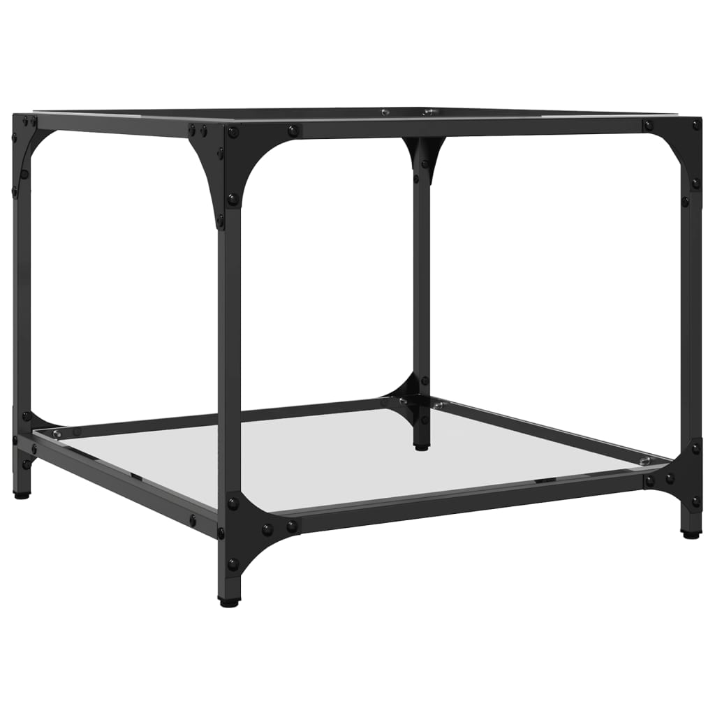 Stolići s prozirnom staklenom površinom 2 kom 50x50x40 cm čelik