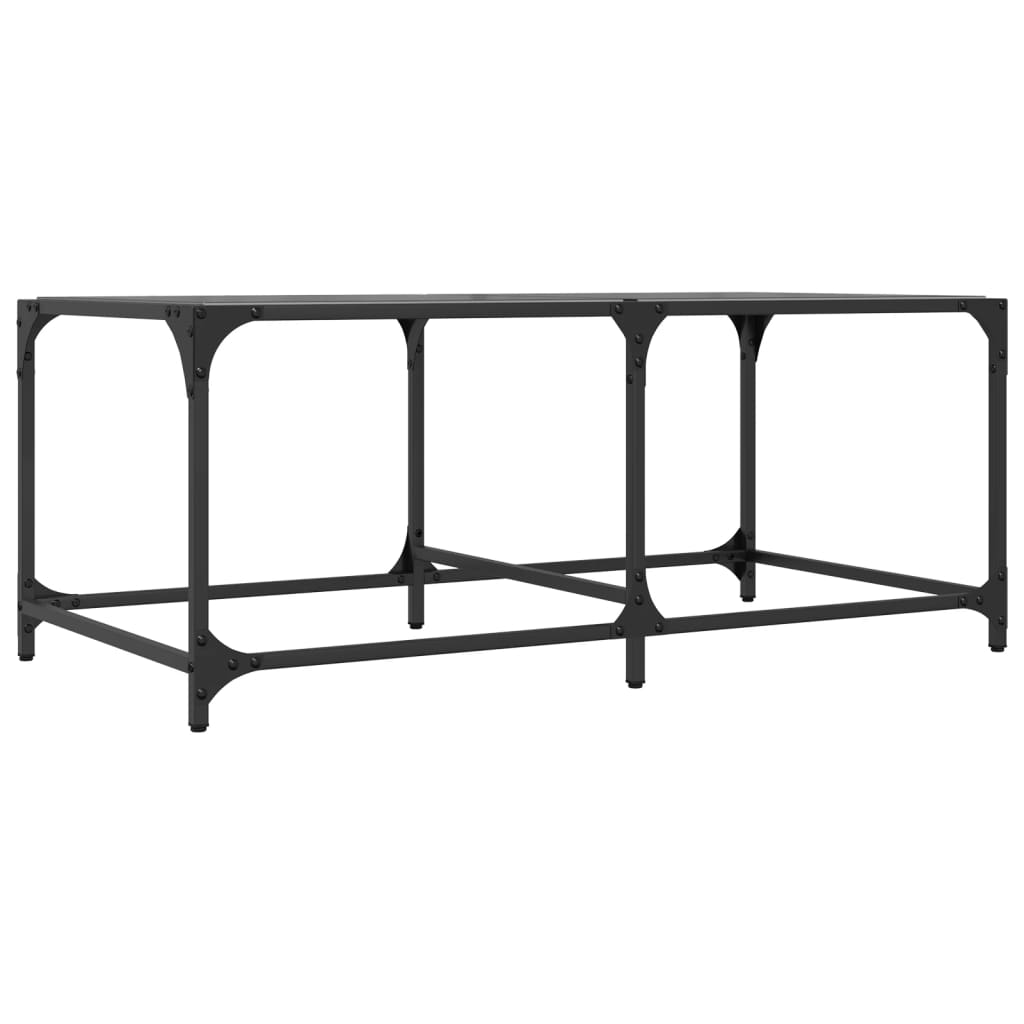Stolić za kavu s crnom staklenom površinom 98,5x50x40 cm čelik