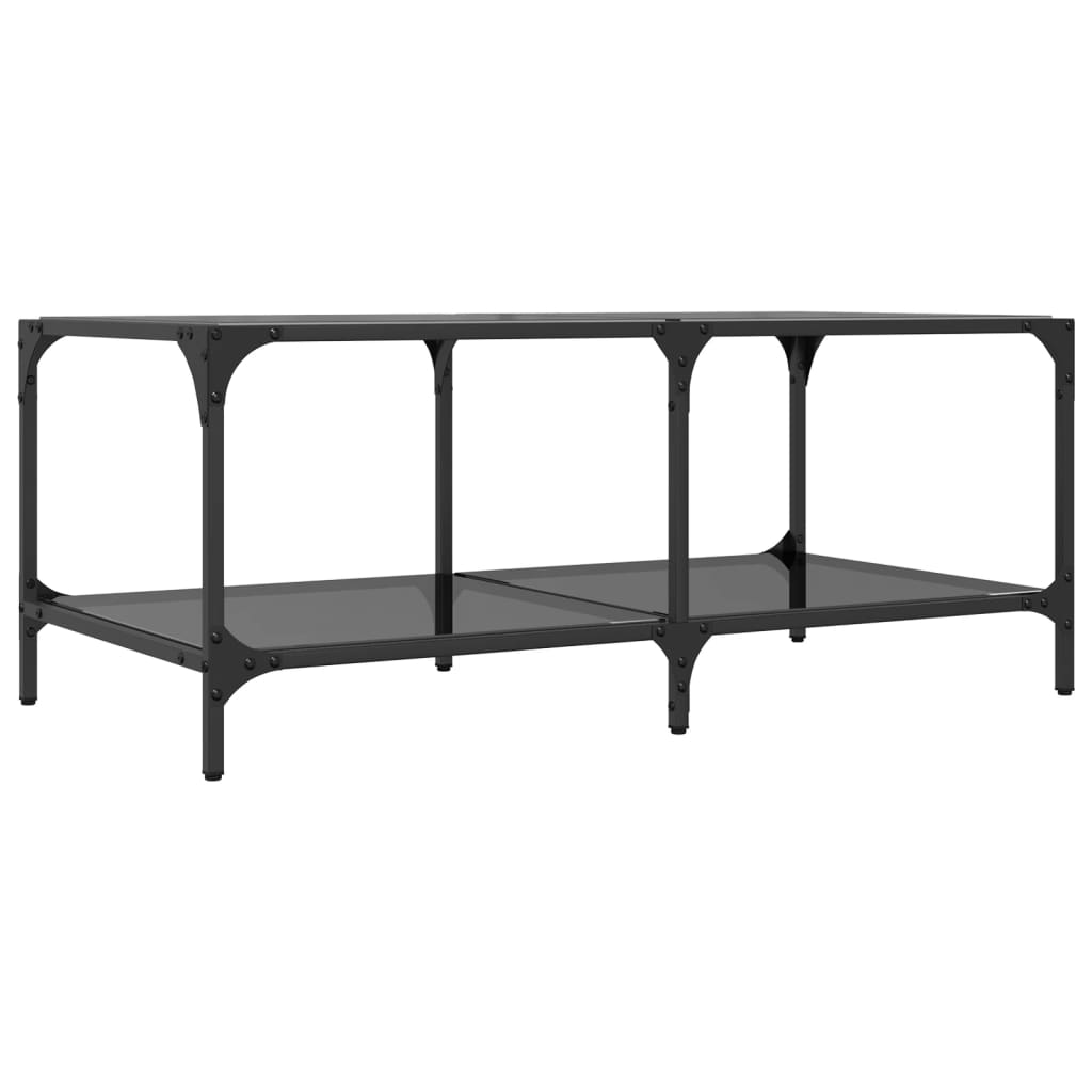 Stolić za kavu s crnom staklenom površinom 98,5x50x40 cm čelik