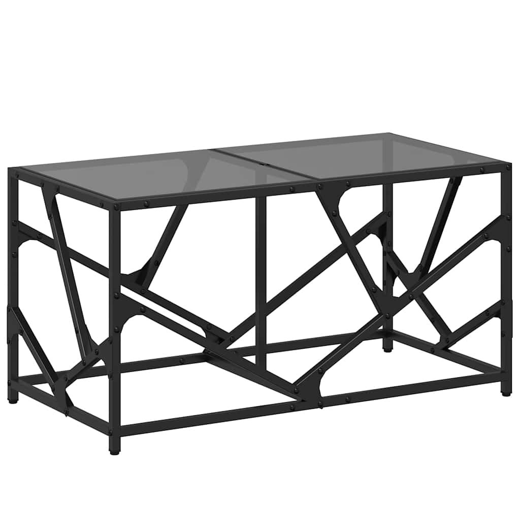 Stolić za kavu s crnom staklenom površinom 78,5x40x41 cm čelik