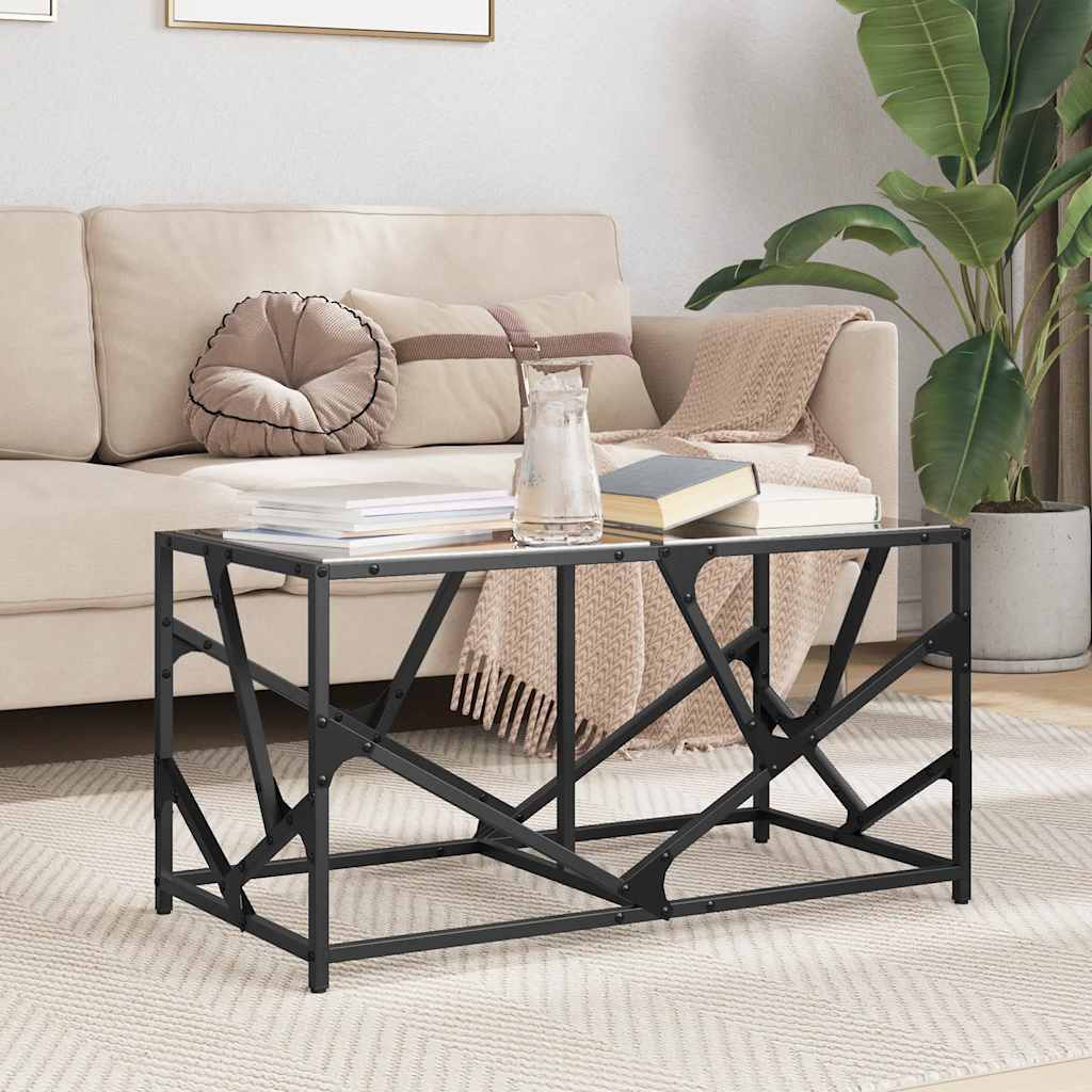 Stolić za kavu s crnom staklenom površinom 78,5x40x41 cm čelik