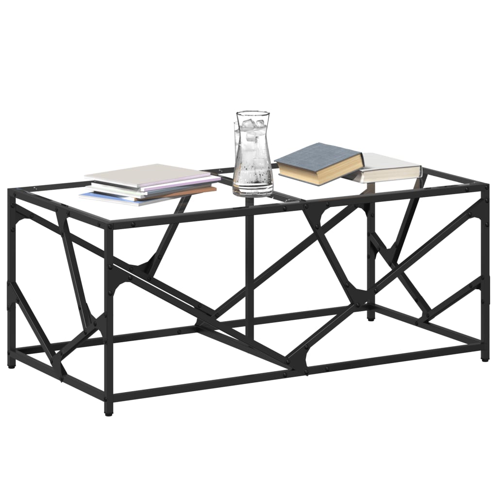 Stolić s prozirnom staklenom površinom 98,5x50x41 cm čelik