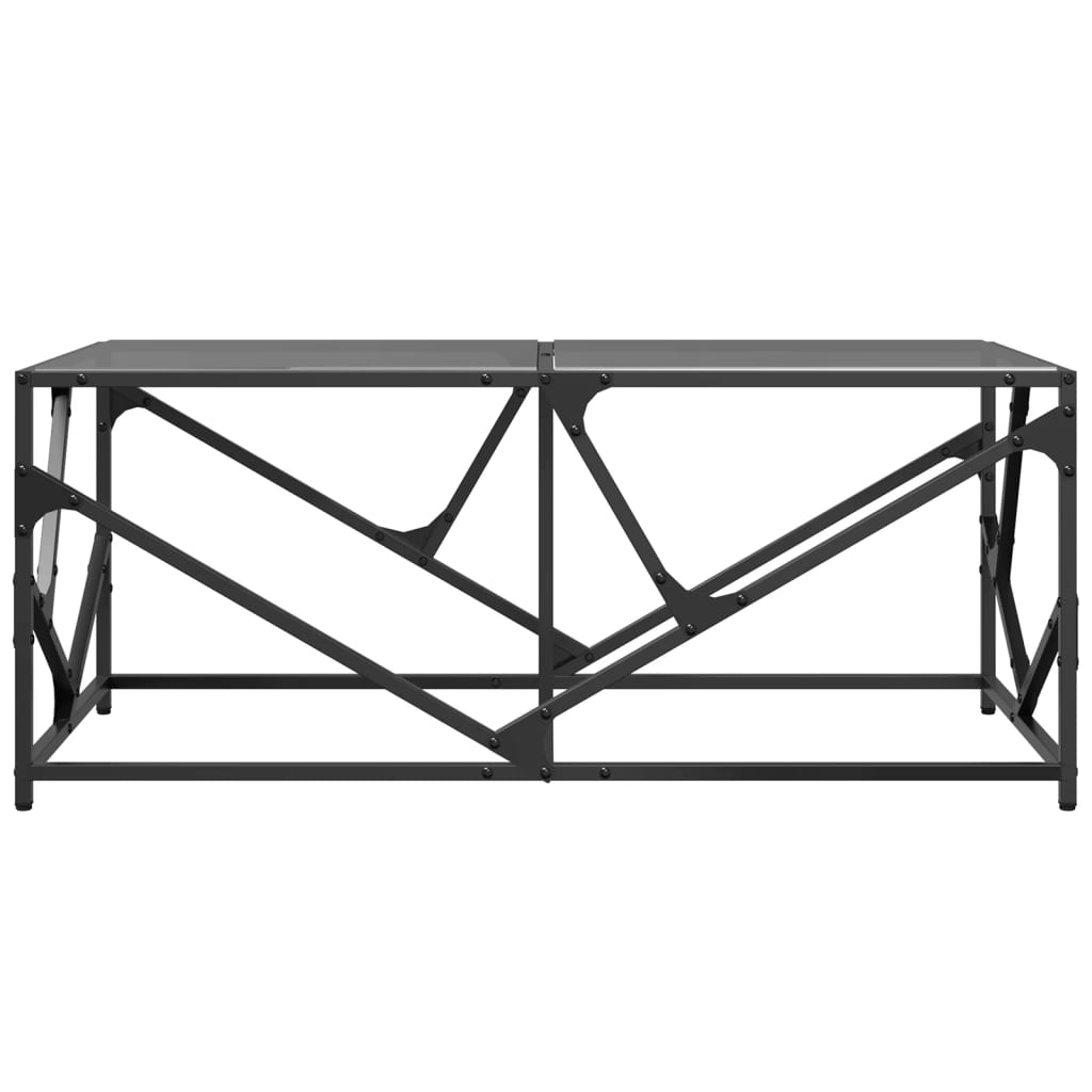 Stolić za kavu s crnom staklenom površinom 98,5x50x41 cm čelik
