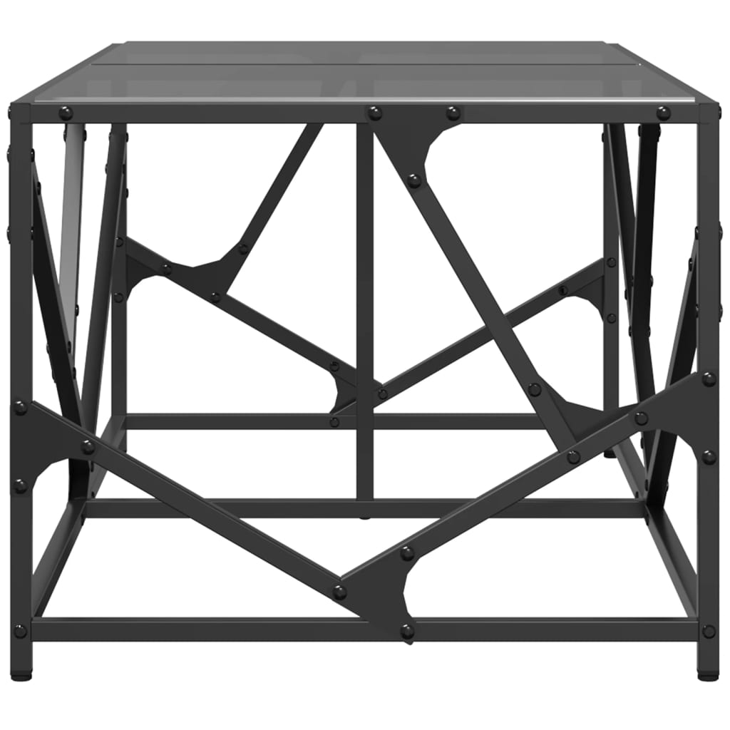 Stolić za kavu s crnom staklenom površinom 98,5x50x41 cm čelik