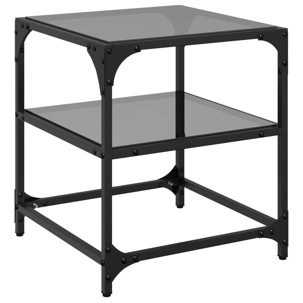 Stolići za kavu s crnim staklenim vrhom 2 kom 40x40x45 cm čelik