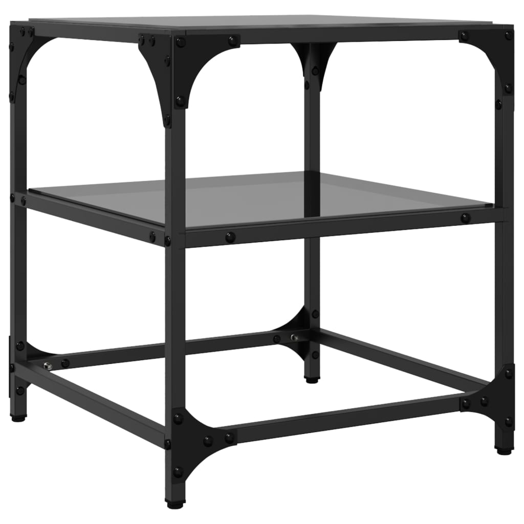 Stolići za kavu s crnim staklenim vrhom 2 kom 40x40x45 cm čelik