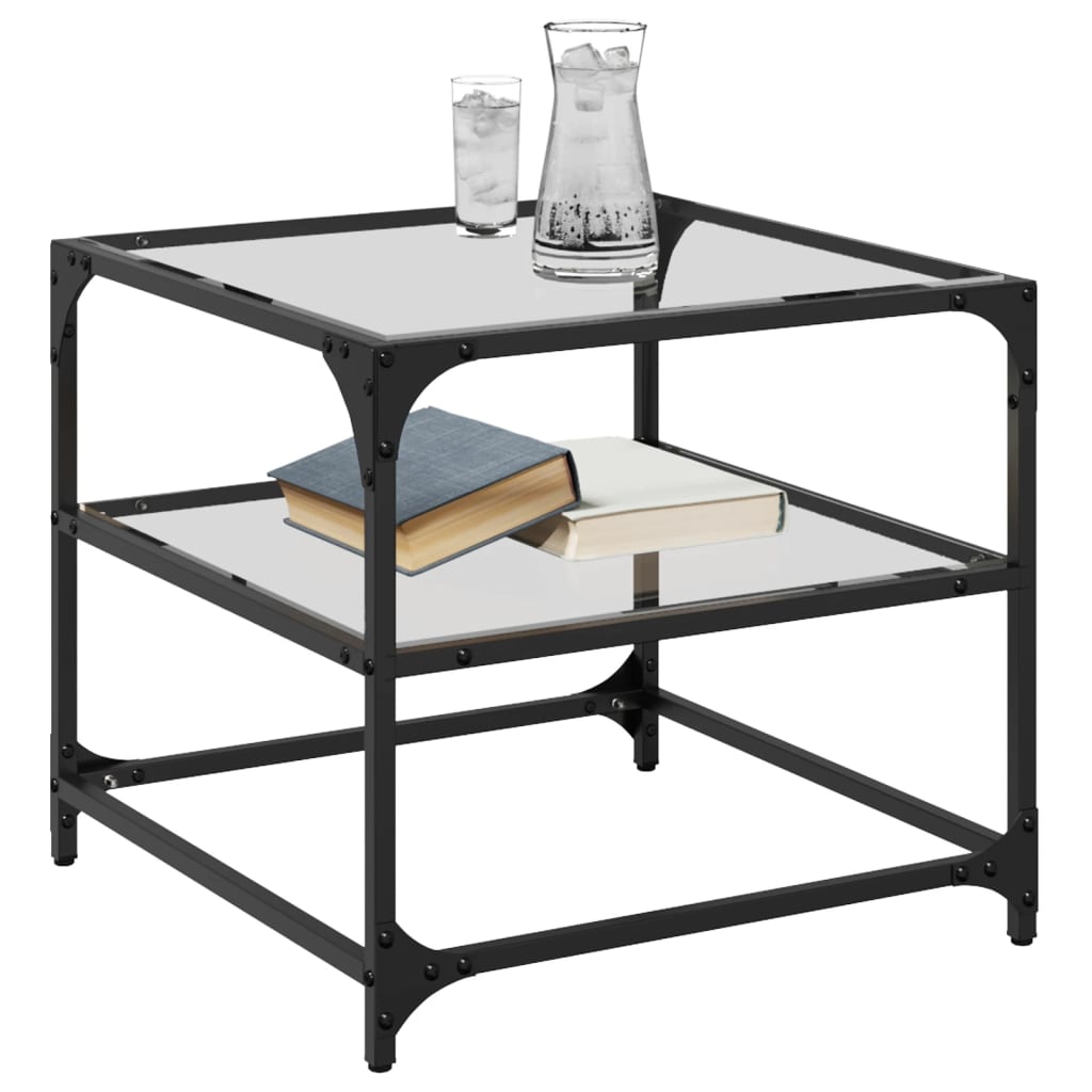 Stolići s prozirnom staklenom površinom 2 kom 50x50x45 cm čelik
