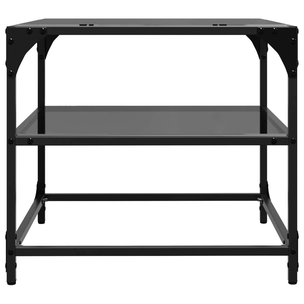 Stolići za kavu s crnim staklenim vrhom 2 kom 50x50x45 cm čelik