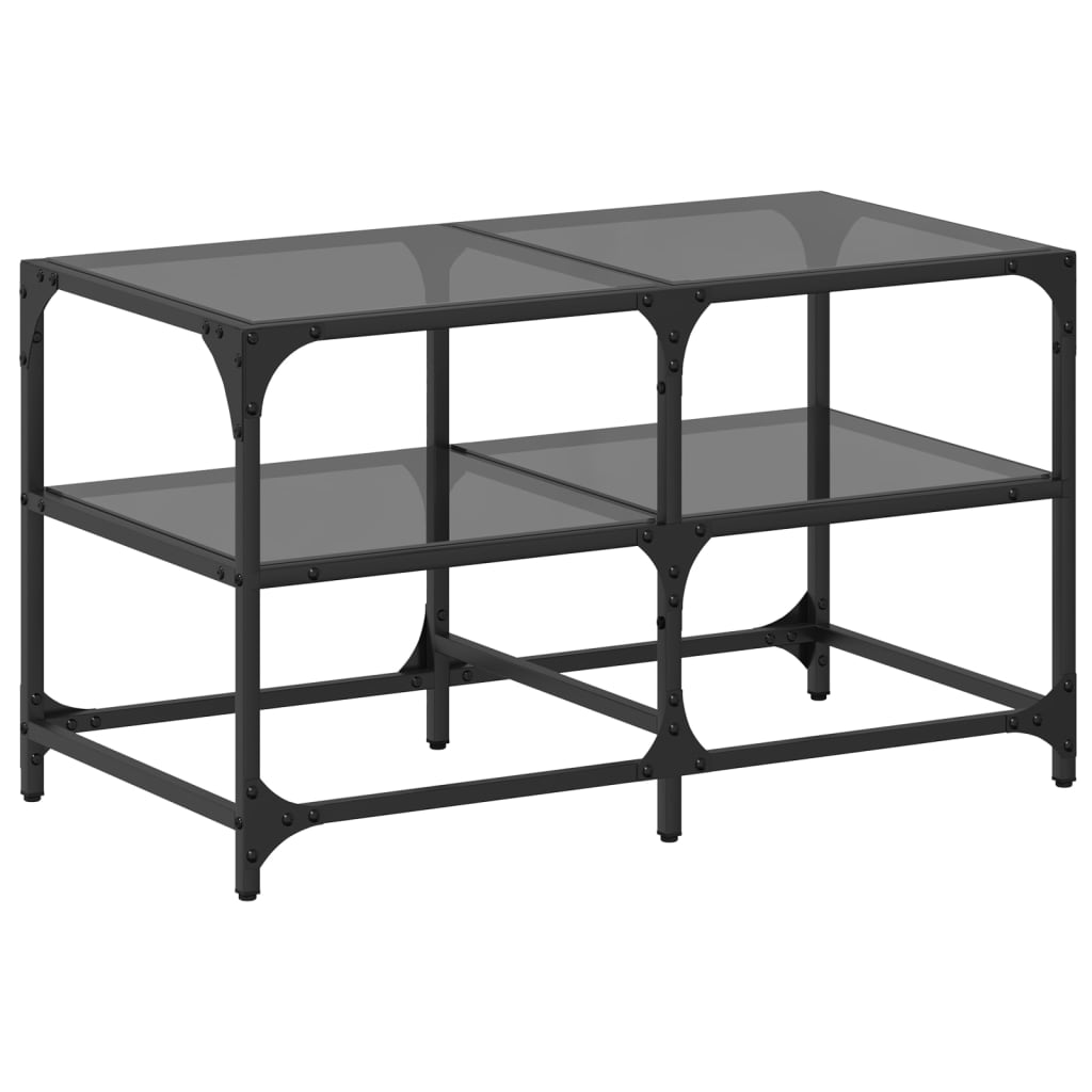 Stolić za kavu s crnom staklenom površinom 78,5x40x45 cm čelik