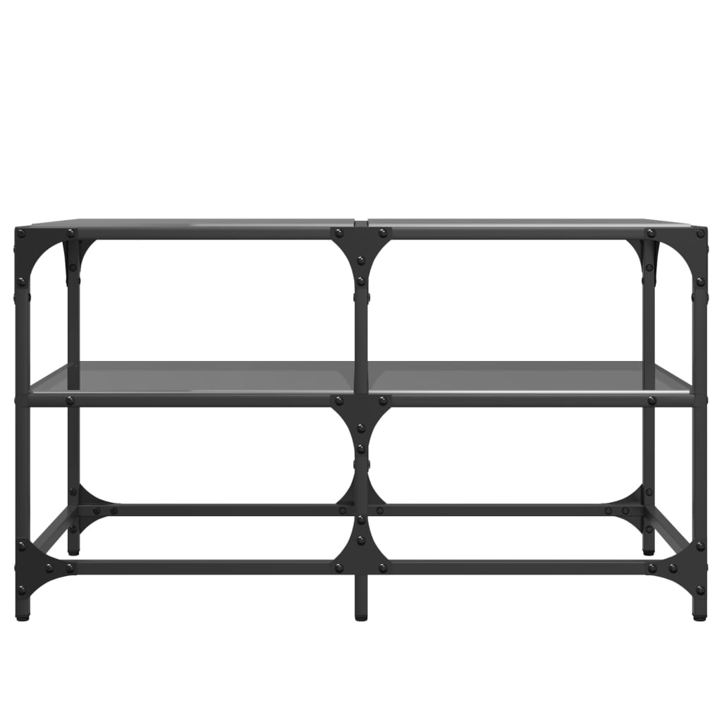 Stolić za kavu s crnom staklenom površinom 78,5x40x45 cm čelik