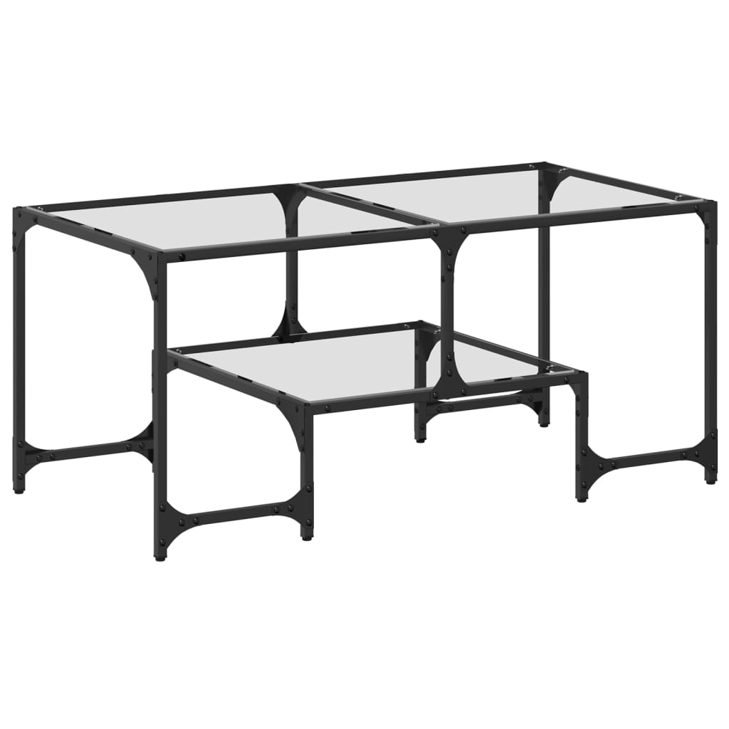 Stolić s prozirnom staklenom površinom 98,5x50x45 cm čelik