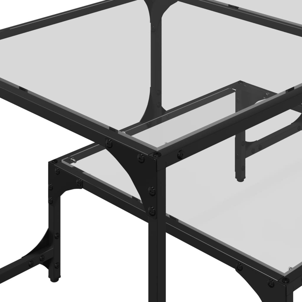 Stolić s prozirnom staklenom površinom 98,5x50x45 cm čelik