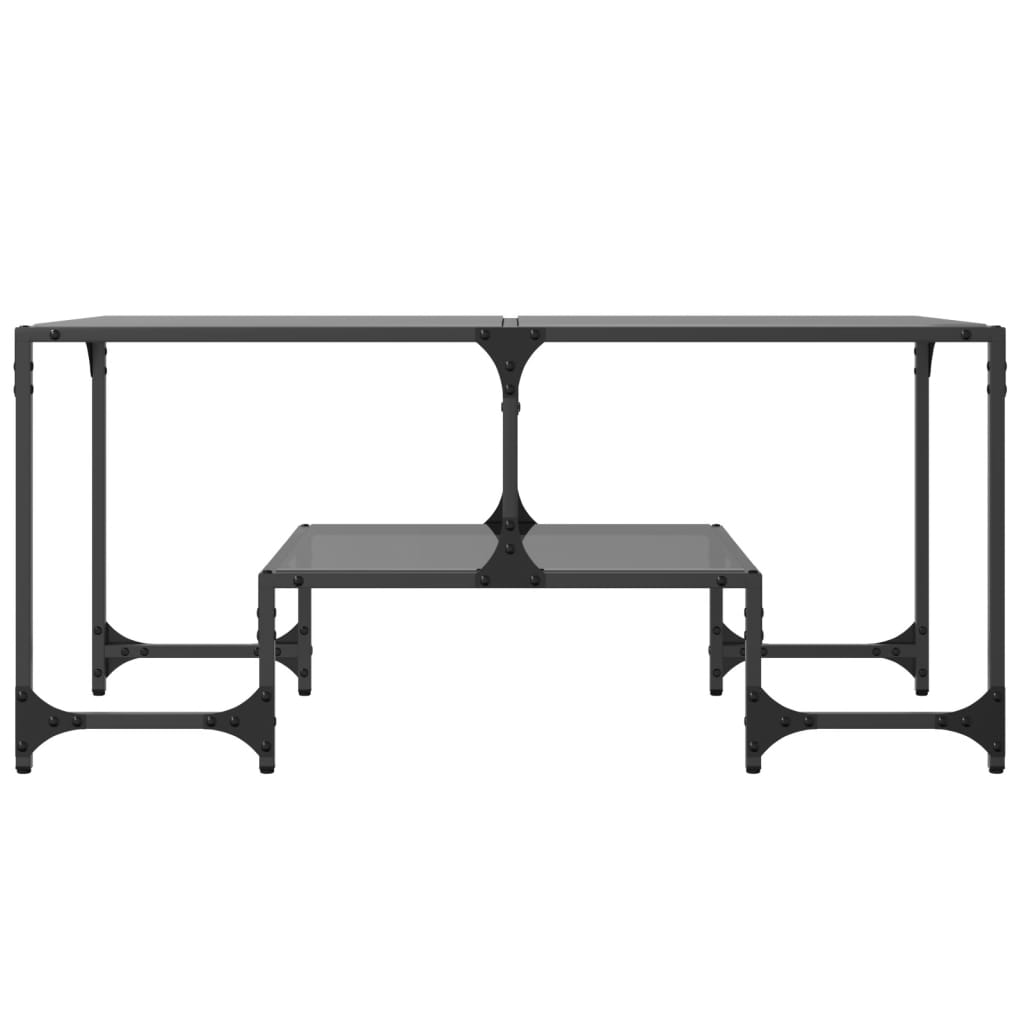 Stolić za kavu s crnom staklenom površinom 98,5x50x45 cm čelik