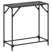 Konzolni stol s crnom staklenom površinom 80x35x81 cm čelični