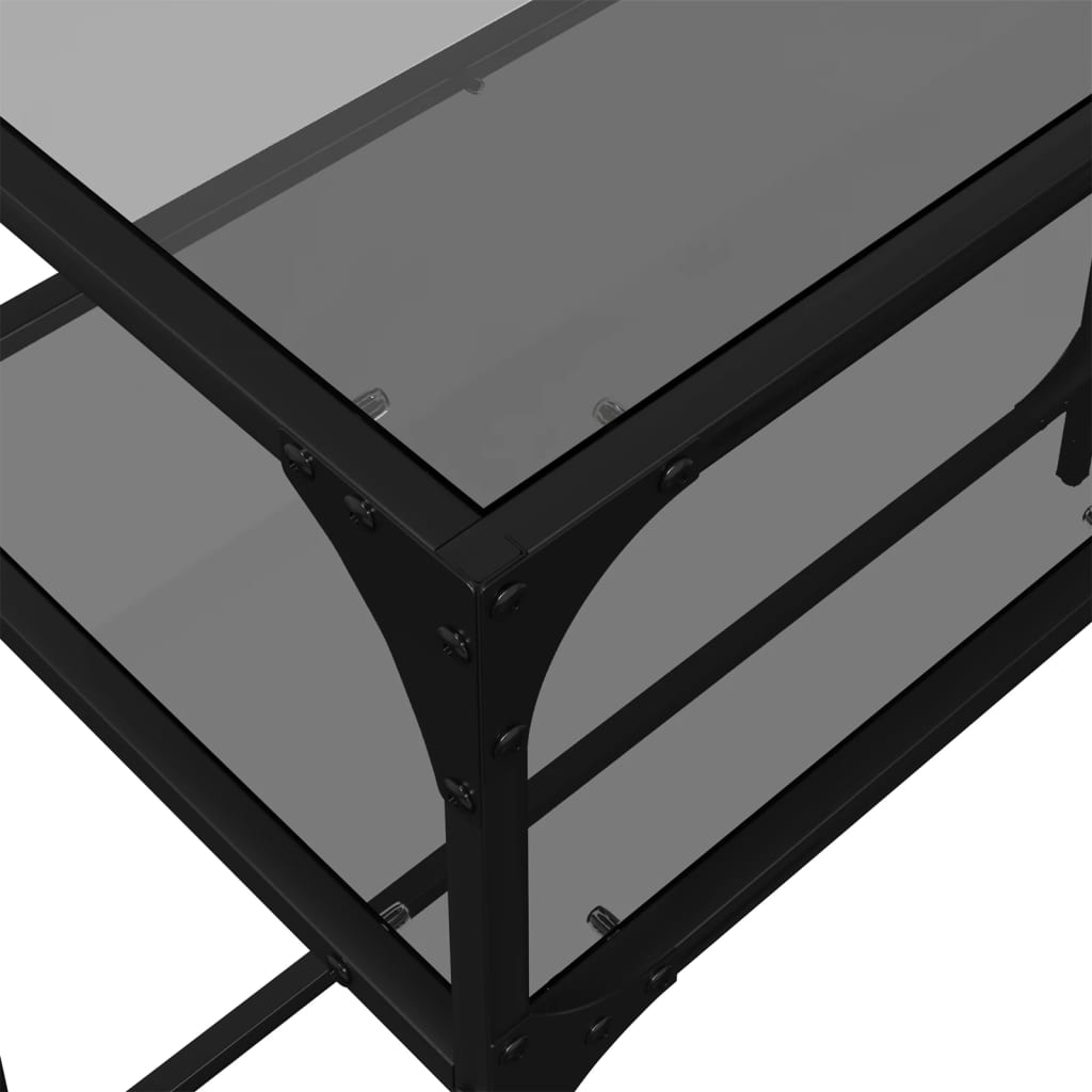 Konzolni stol s crnom staklenom površinom 80x35x81 cm čelični