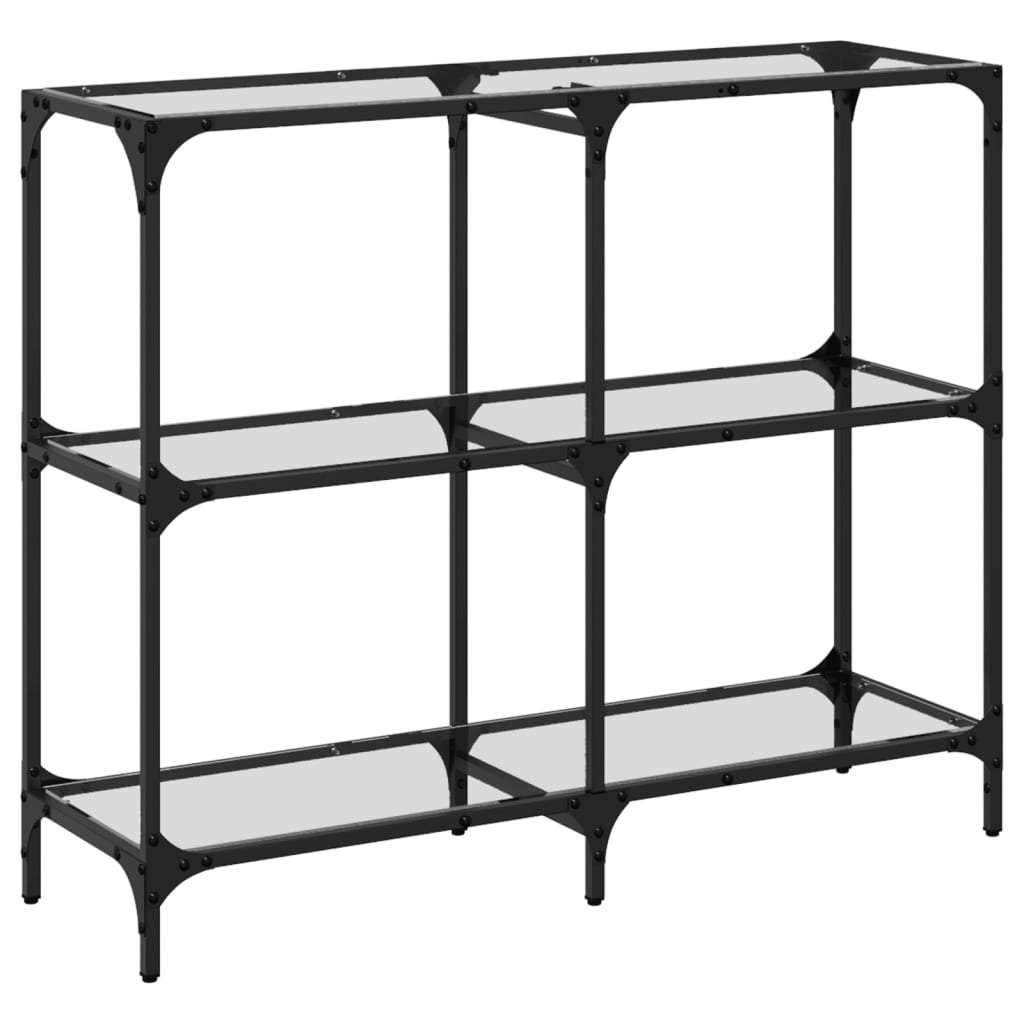 Konzolni stol s prozirnom staklenom površinom 98x30x81 cm čelik