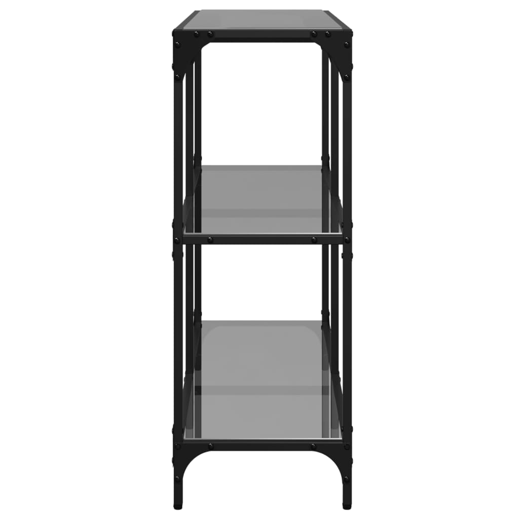 Konzolni stol s crnom staklenom površinom 98x30x81 cm čelični