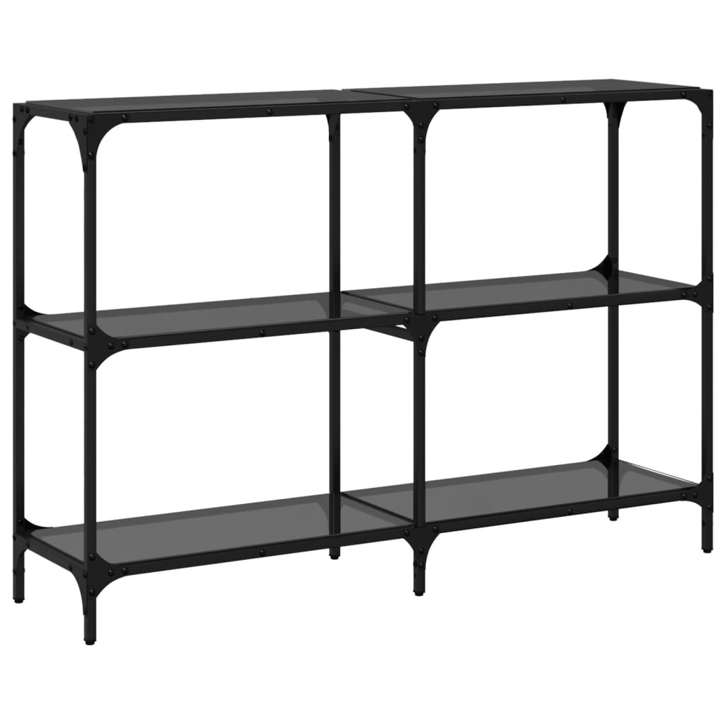 Konzolni stol s crnom staklenom površinom 118,5x30x81cm čelični