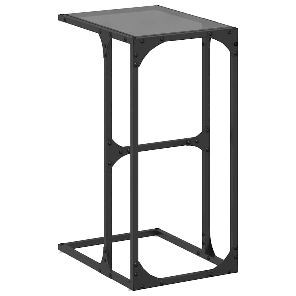 Bočni stolić s crnom staklom 40 x 30 x 61,5 cm čelični