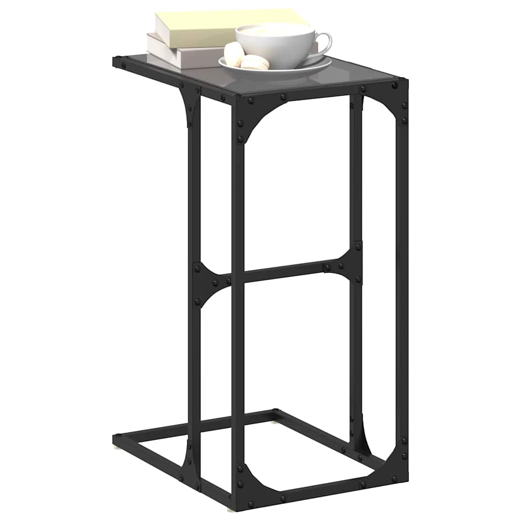 Bočni stolić s crnom staklom 40 x 30 x 61,5 cm čelični
