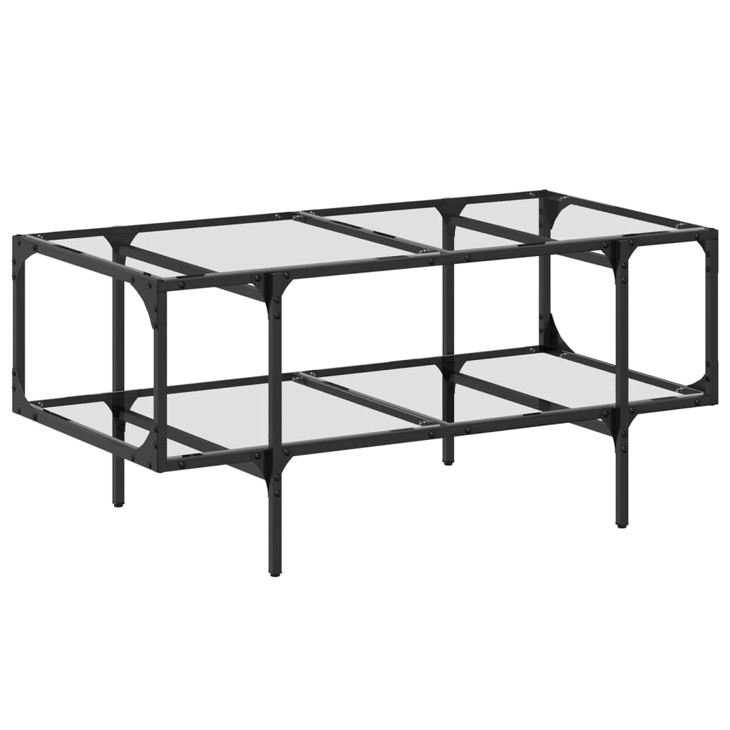 Stolić s prozirnom staklenom površinom 98,5x50x45 cm čelik