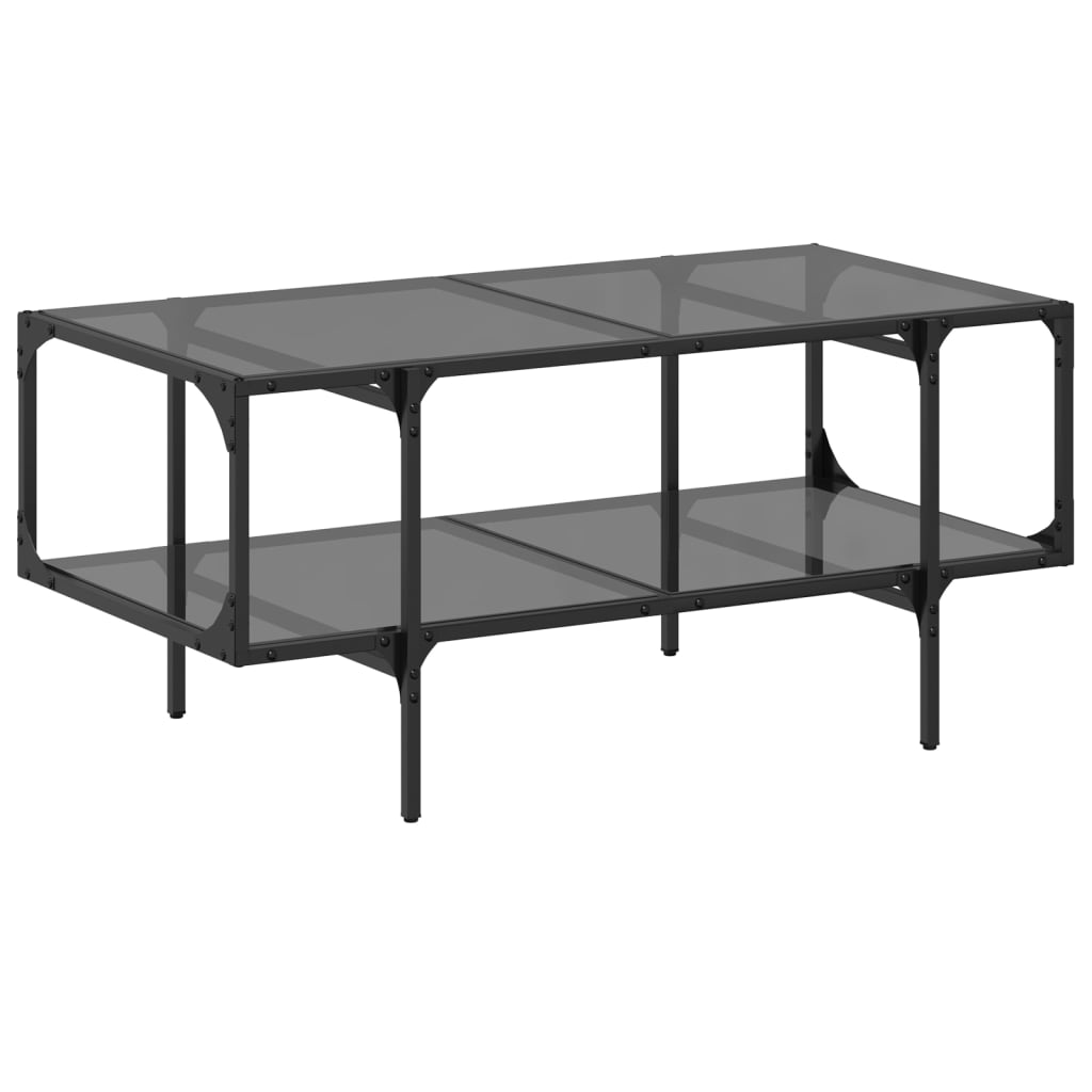 Stolić za kavu s crnom staklenom površinom 98,5x50x45 cm čelik