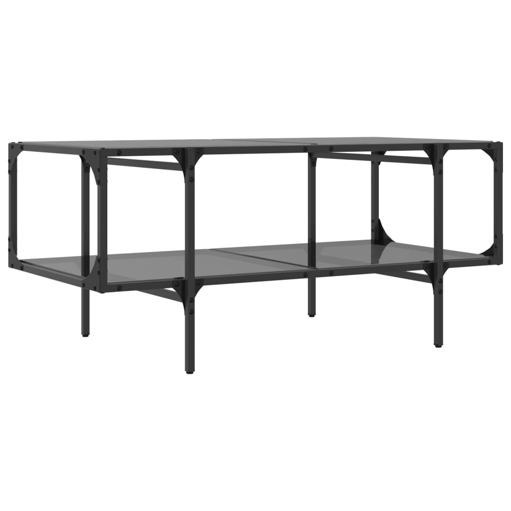 Stolić za kavu s crnom staklenom površinom 98,5x50x45 cm čelik