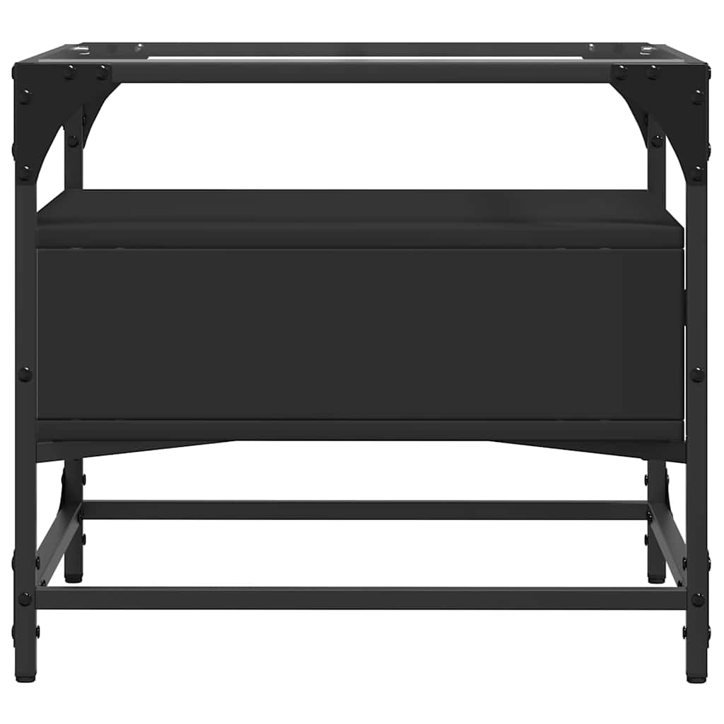 Stolić za kavu sa staklenom površinom crni 50x50x45 cm čelični