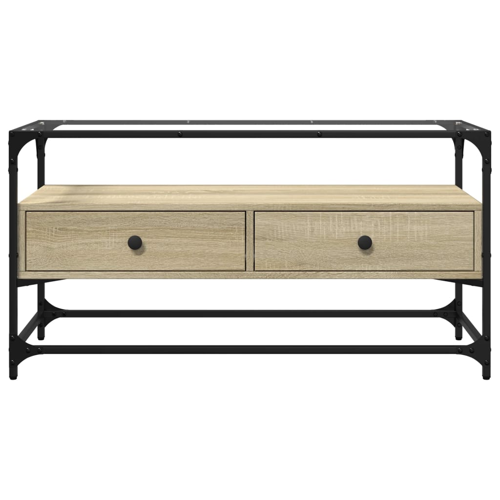 TV ormarić sa staklenom površinom boja hrasta 98x35x51 cm drvo