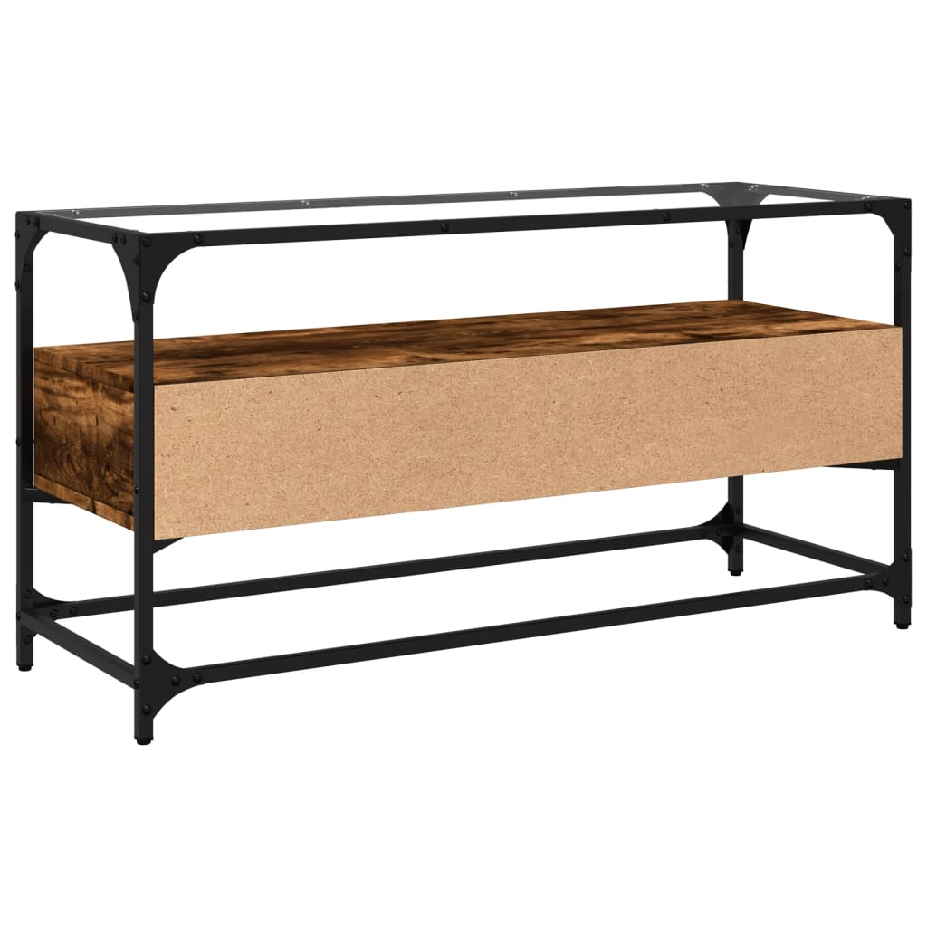 TV ormarić sa staklenom površinom boja hrasta 98x35x51 cm drvo