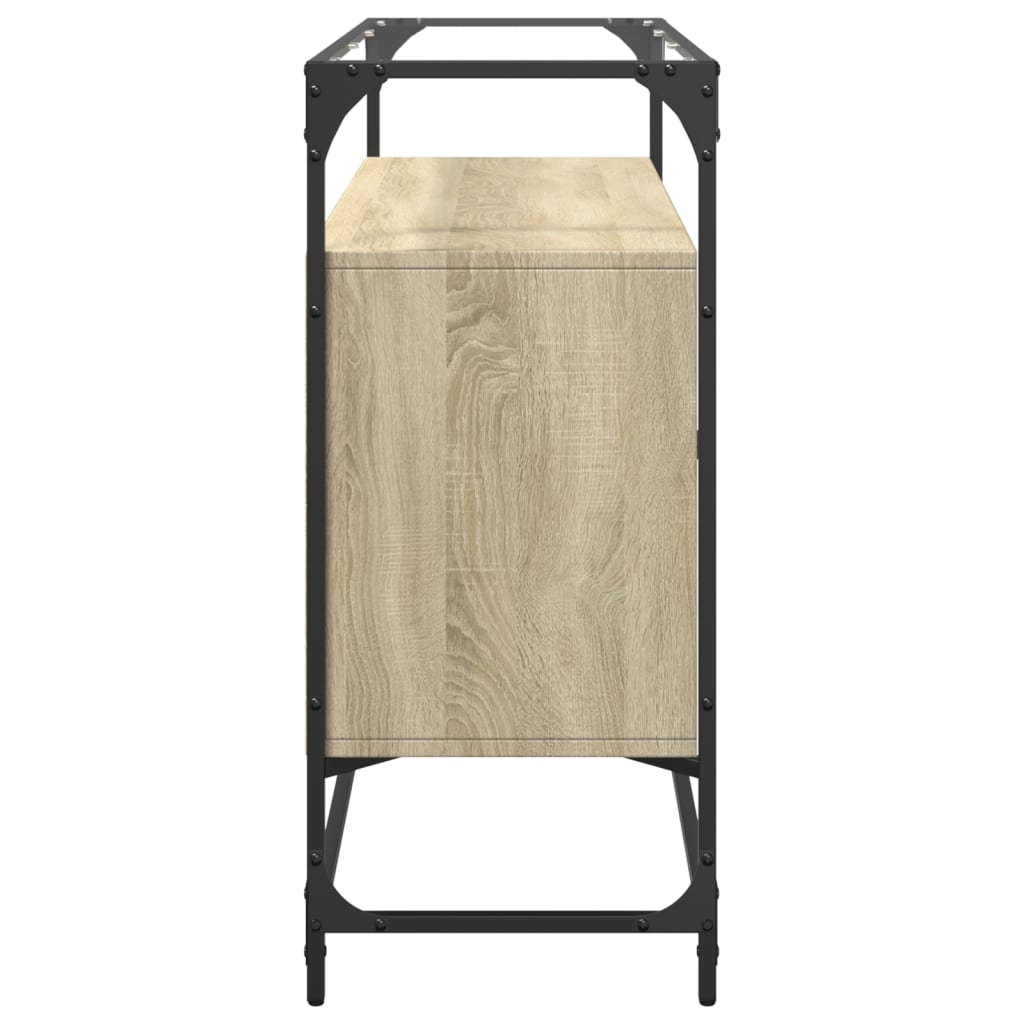 Komoda sa staklenom površinom boja hrasta 98x35x81 cm drvena