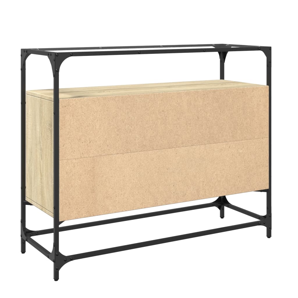 Komoda sa staklenom površinom boja hrasta 98x35x81 cm drvena