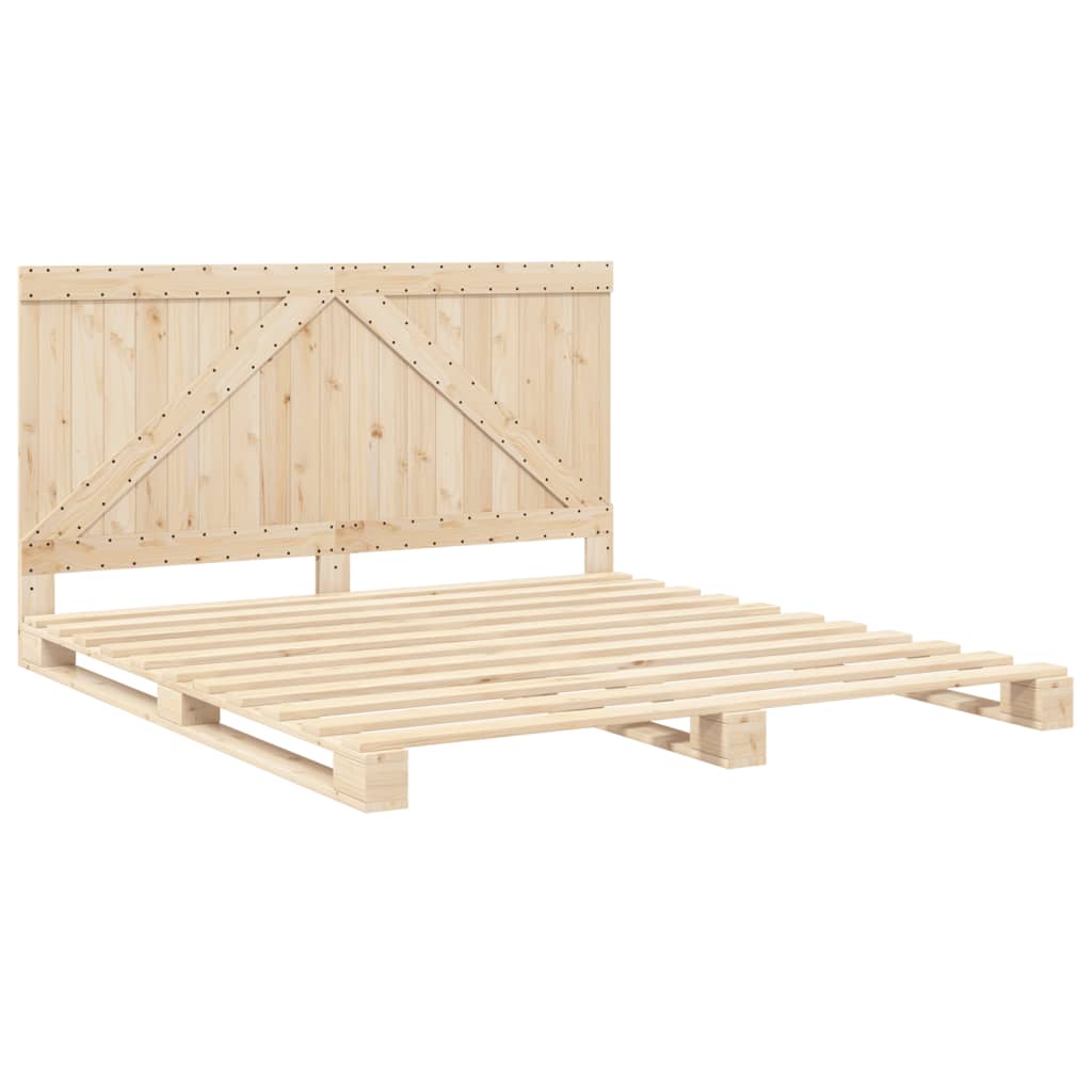 Okvir kreveta s uzglavljem 200 x 200 cm od masivne borovine