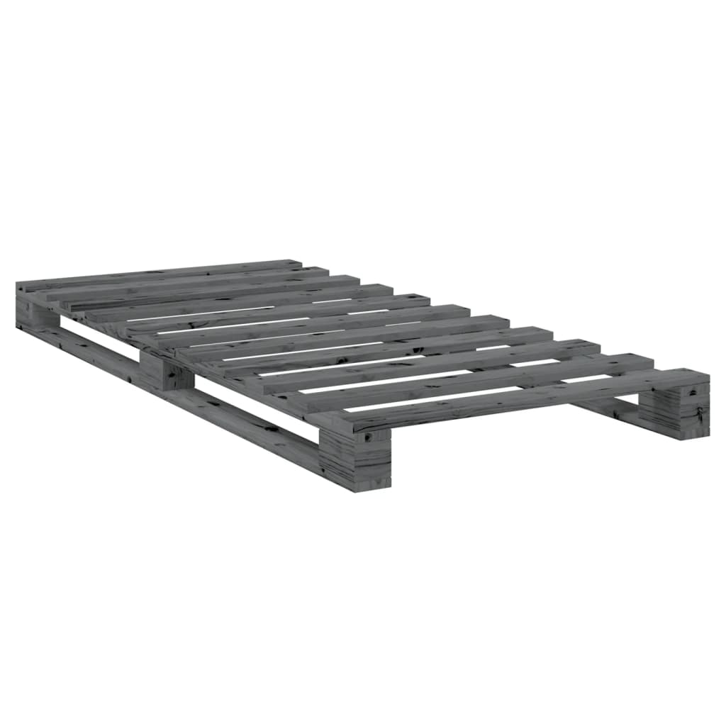 Okvir za krevet s uzglavljem sivi 90x200 cm masivna borovina