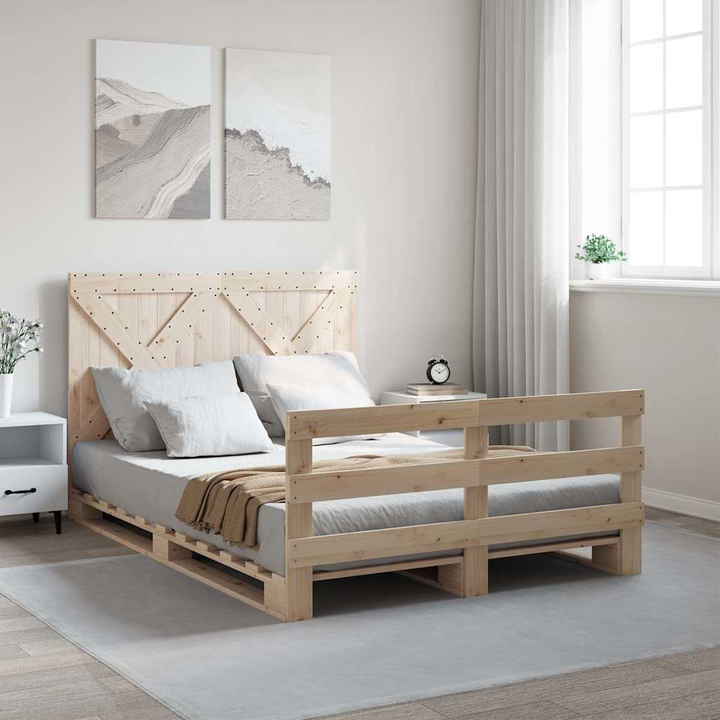 Okvir za krevet s uzglavljem 160 x 200 cm od masivne borovine