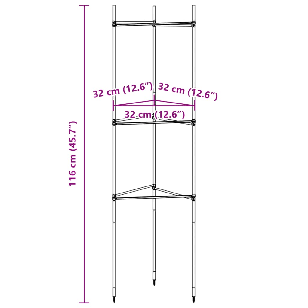 Kavezi za rajčice 4 kom 116 cm od čelika i PP-a