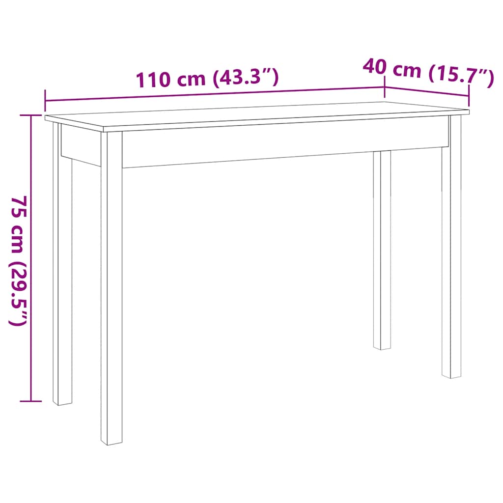 Konzolni stol voštano smeđi 110x40x75 cm od masivne borovine