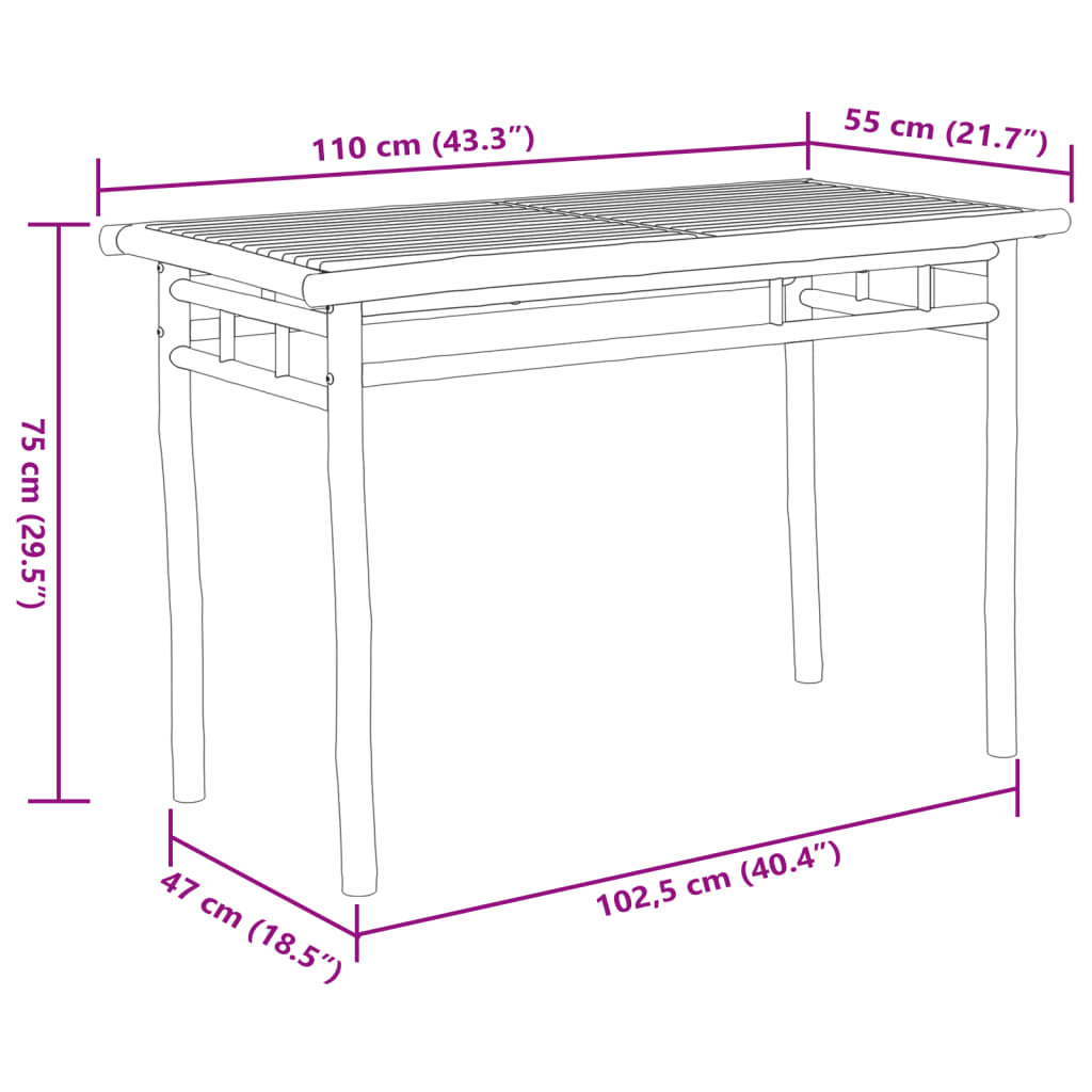 Vrtni blagovaonski stol 110 x 55 x 75 cm od bambusa