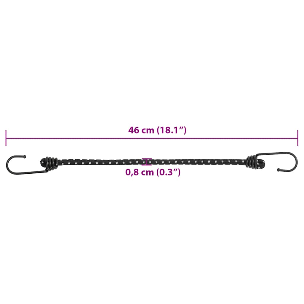 Užad za bungee s reflektirajućim prugama i kukama 25 kom 46 cm