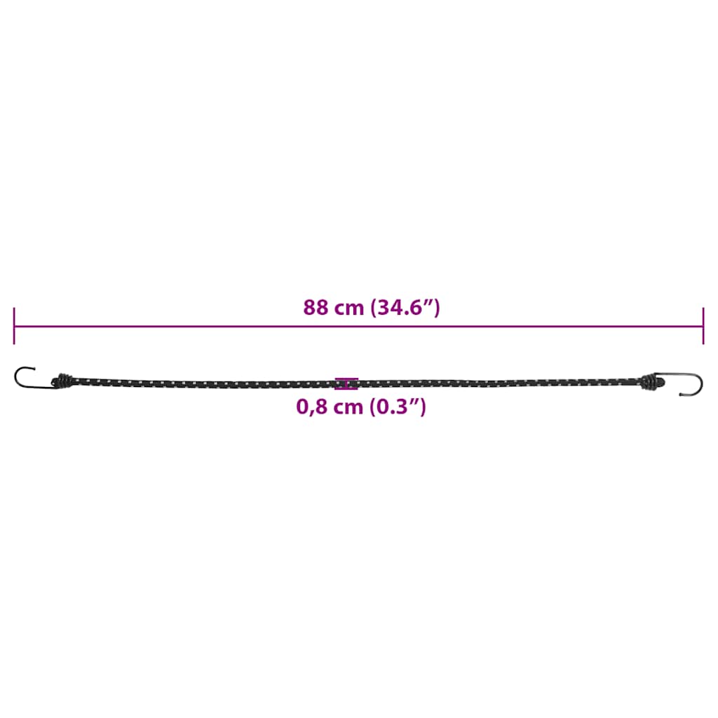 Užad za bungee s reflektirajućim prugama i kukama 50 kom 88 cm