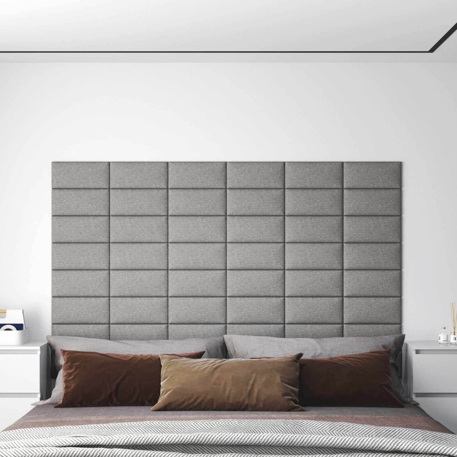 Zidna uzglavlja 12 pcs Svijetlo siva 30 x 15 cm tkanina
