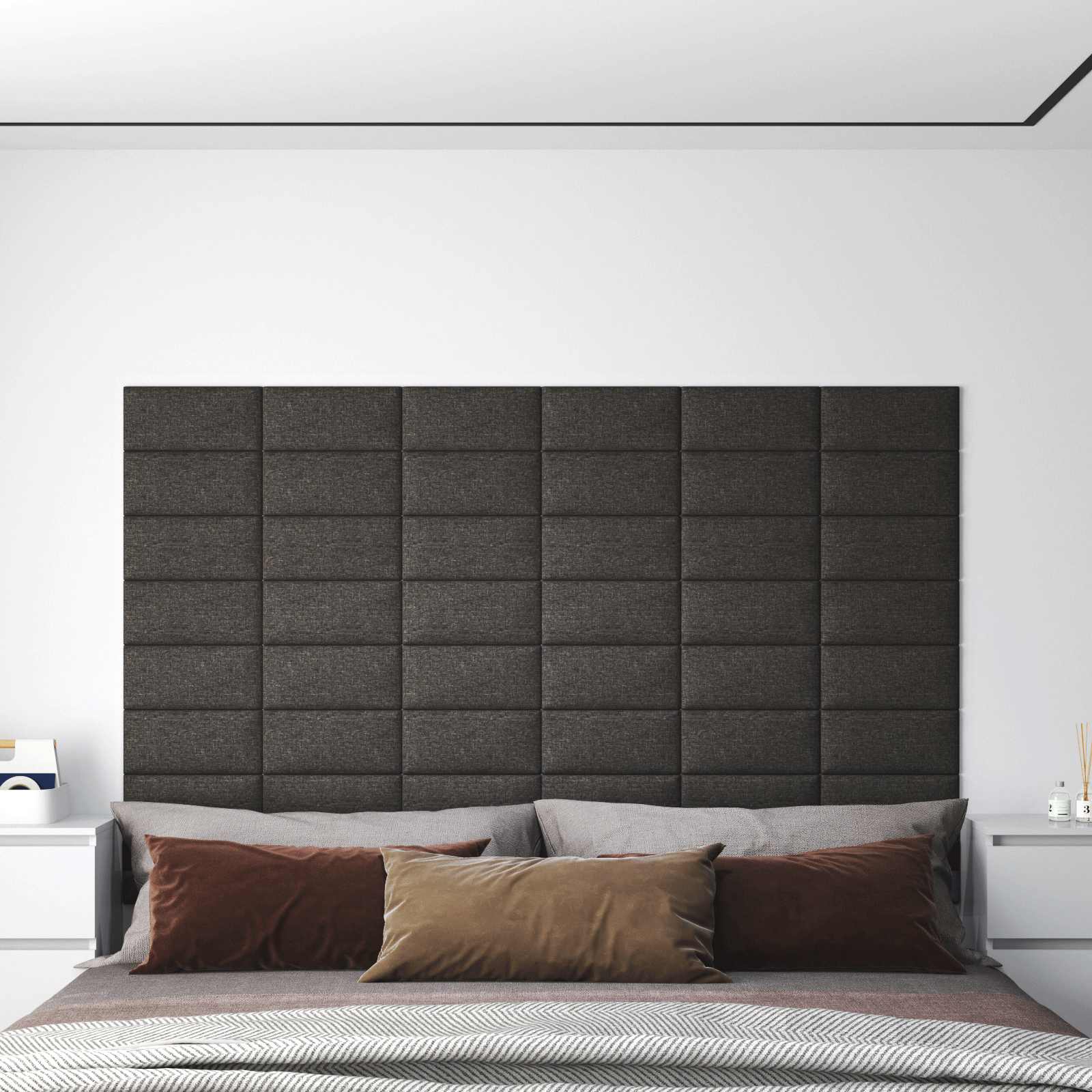 Zidna uzglavlja 12 pcs Tamno siva 30 x 15 cm tkanina