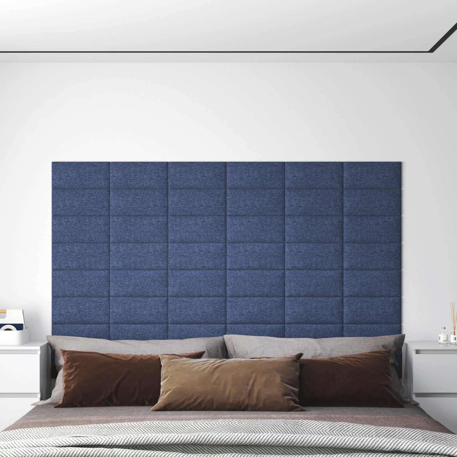Zidna uzglavlja 12 pcs Plava 30 x 15 cm tkanina