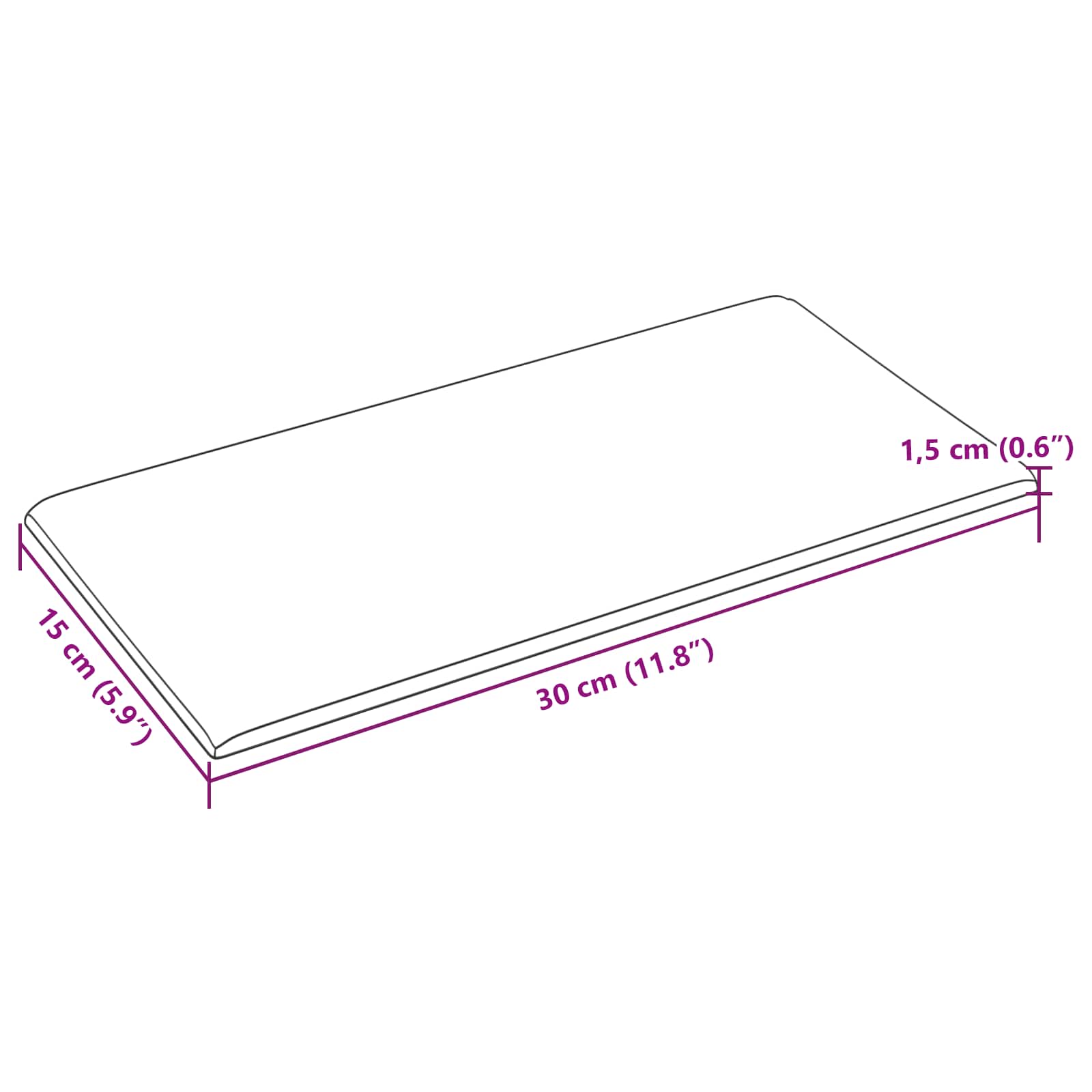 Zidna uzglavlja 12 pcs Sivi 30 x 15 cm tkanina