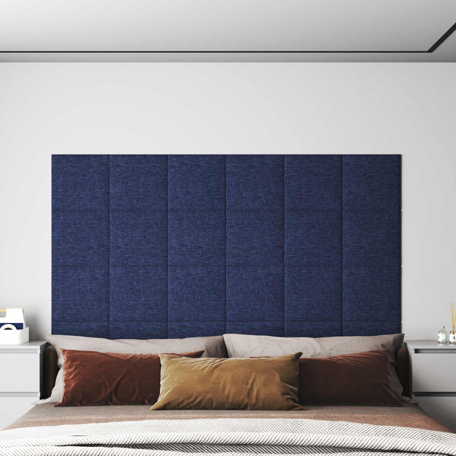 Zidna uzglavlja 12 pcs Plava 30 x 30 cm tkanina