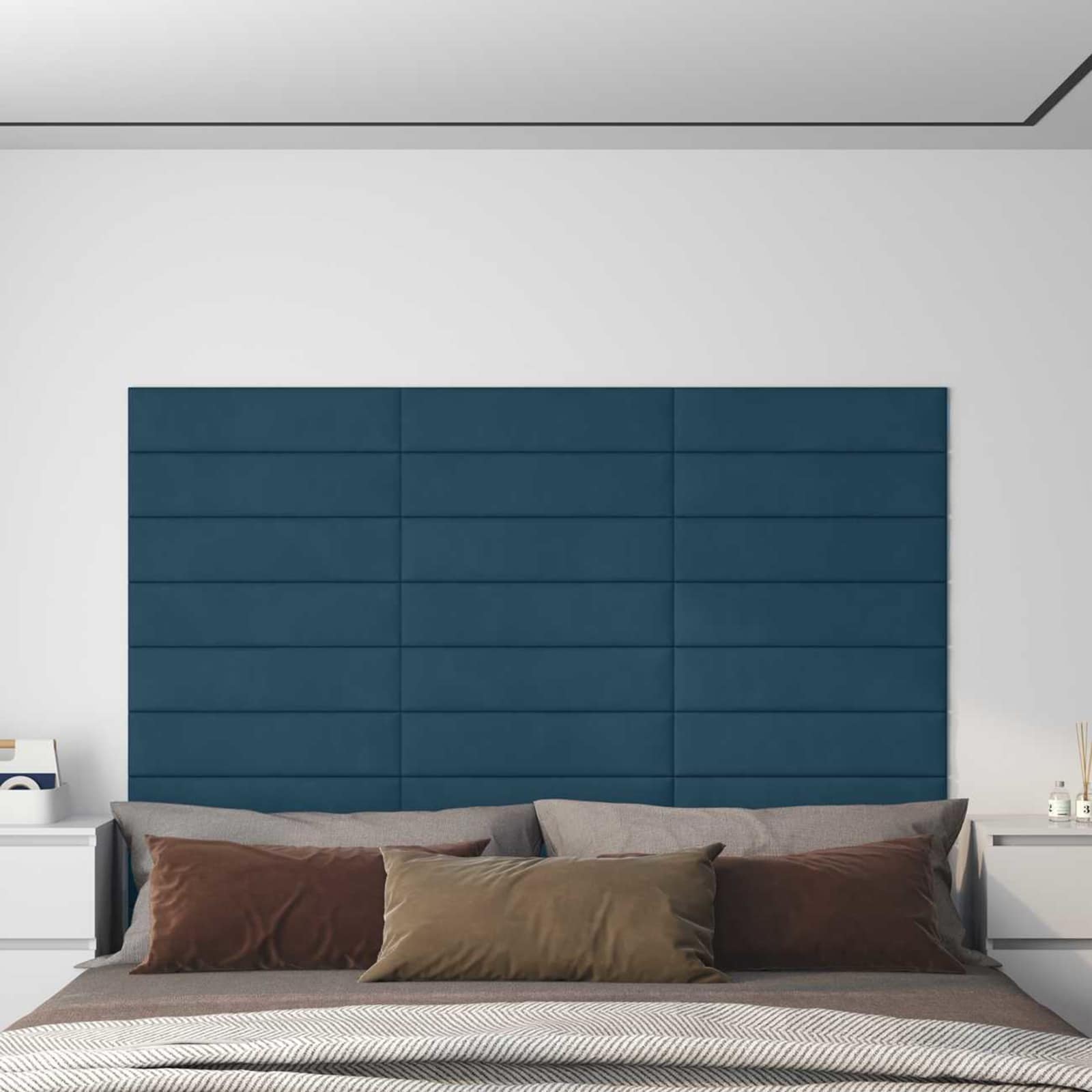 Zidna uzglavlja 12 pcs Plava Baršun
