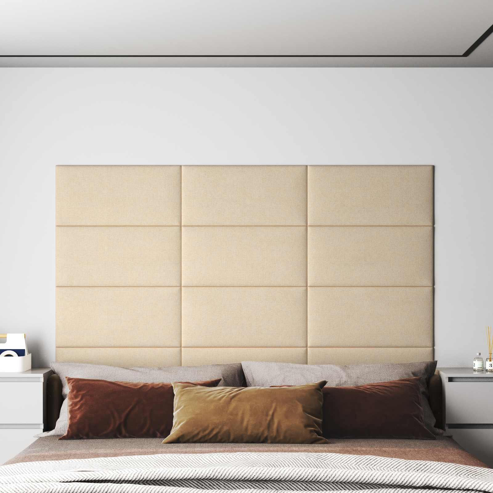Zidna uzglavlja 12 pcs Krema 60 x 30 cm tkanina