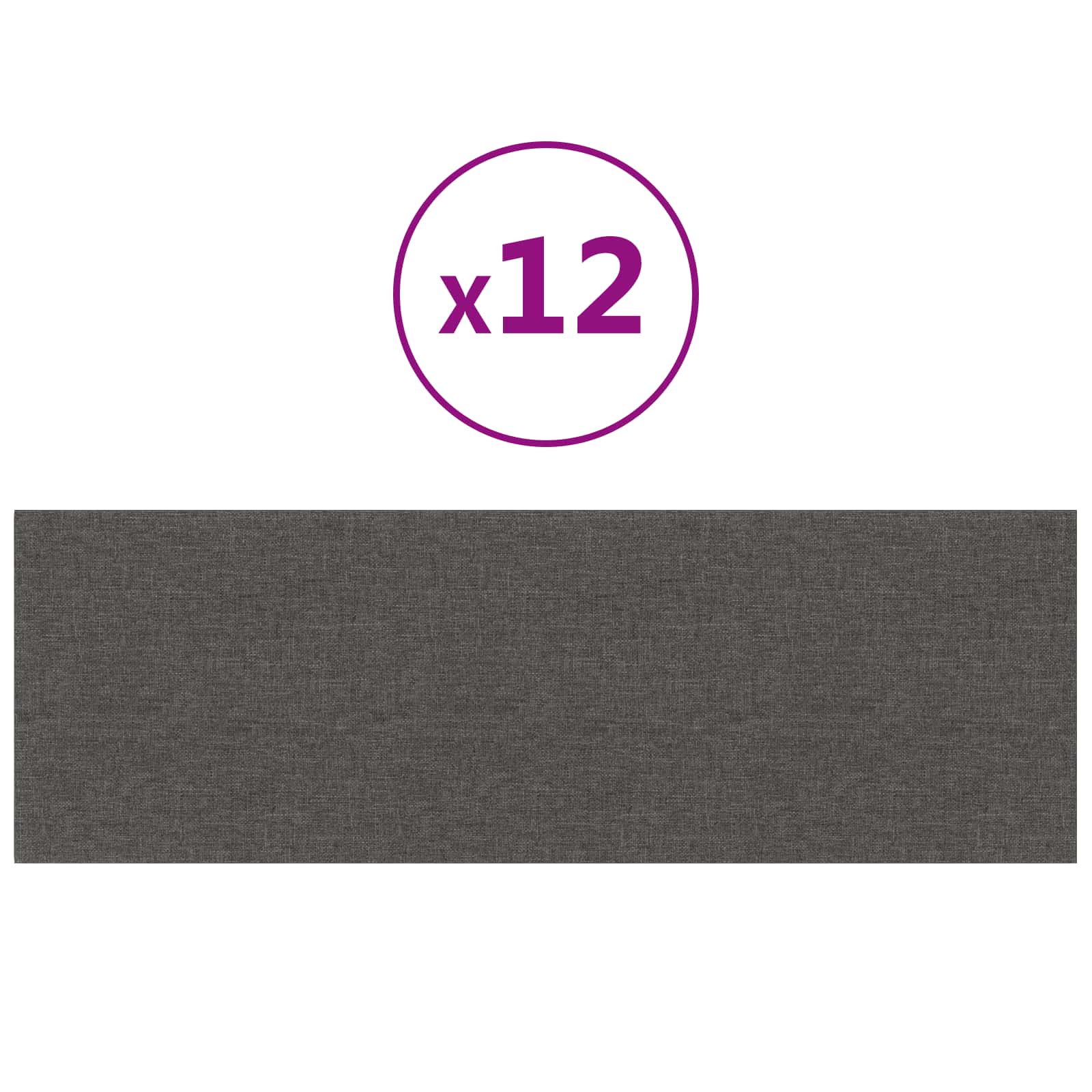 Zidna uzglavlja 12 pcs Tamno siva 90 x 30 cm tkanina